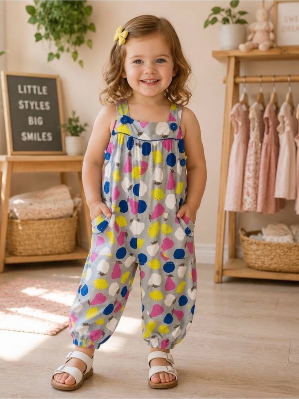 Baby Boden Fruit Print Cotton Overalls / 2-3 Years
